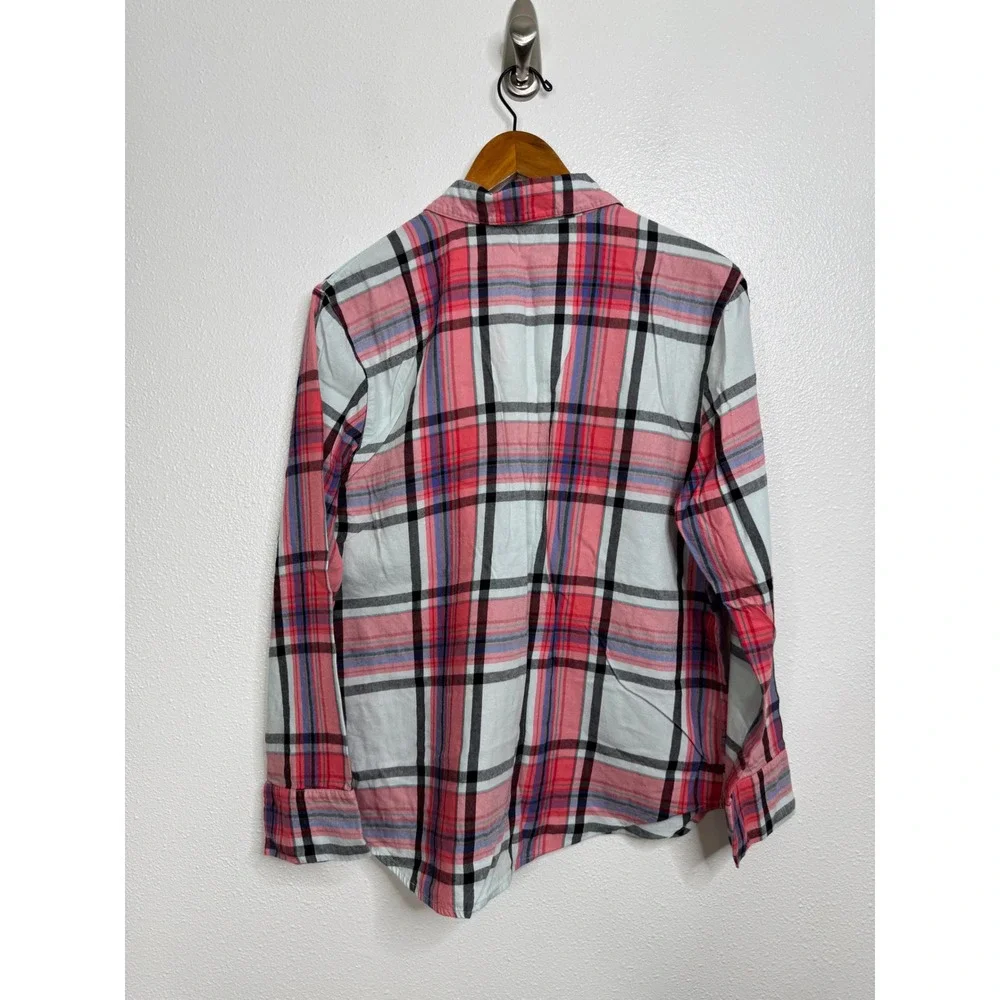 Victorias‎ Secret Pajama Set Womens Medium Pink Blue Plaid Cotton Modal 2 Piece